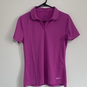 NWOT-Nike Dri-FIT Purple Striped Golf Polo